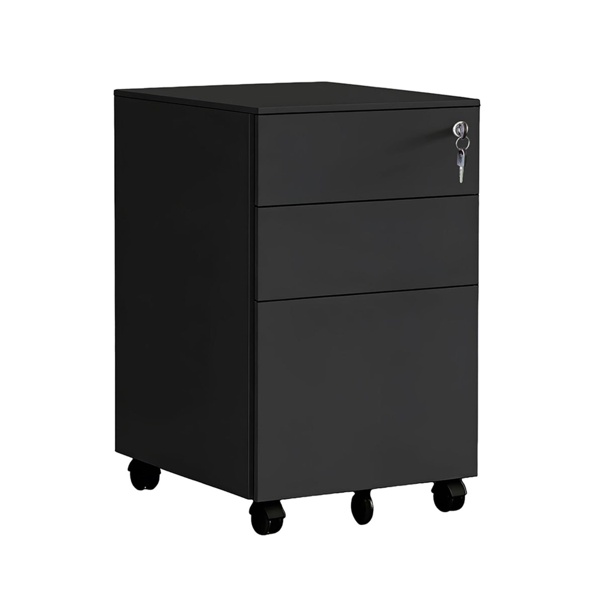 Lockable Steel Rolling File Cabinet, 3-Drawer