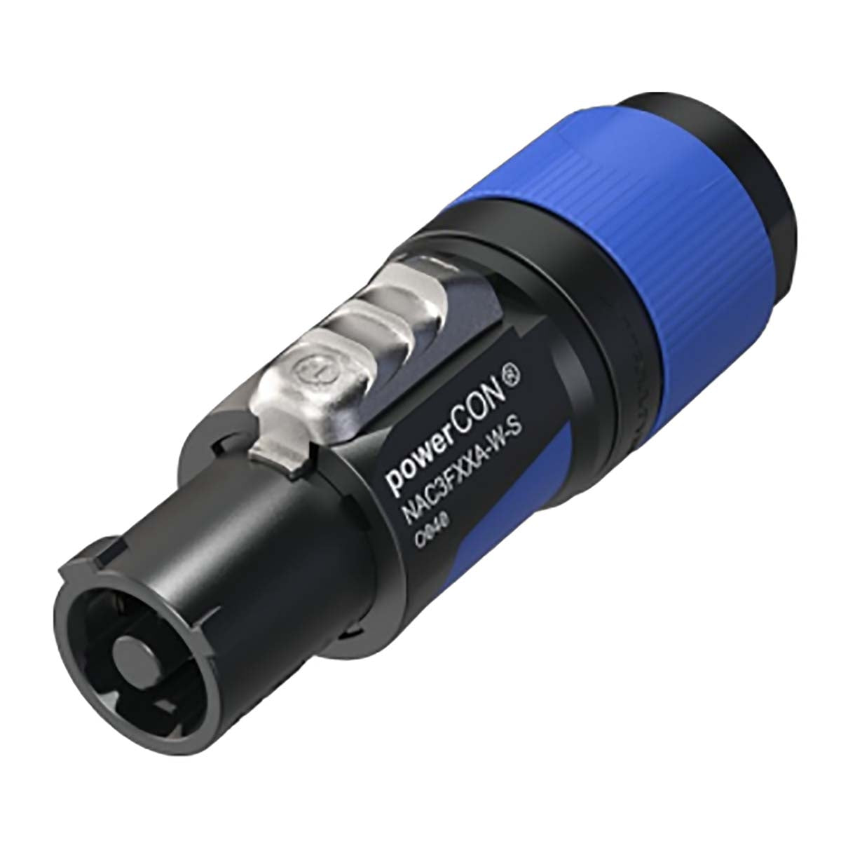 Lockable cable connector, power-in, screw terminal, blue