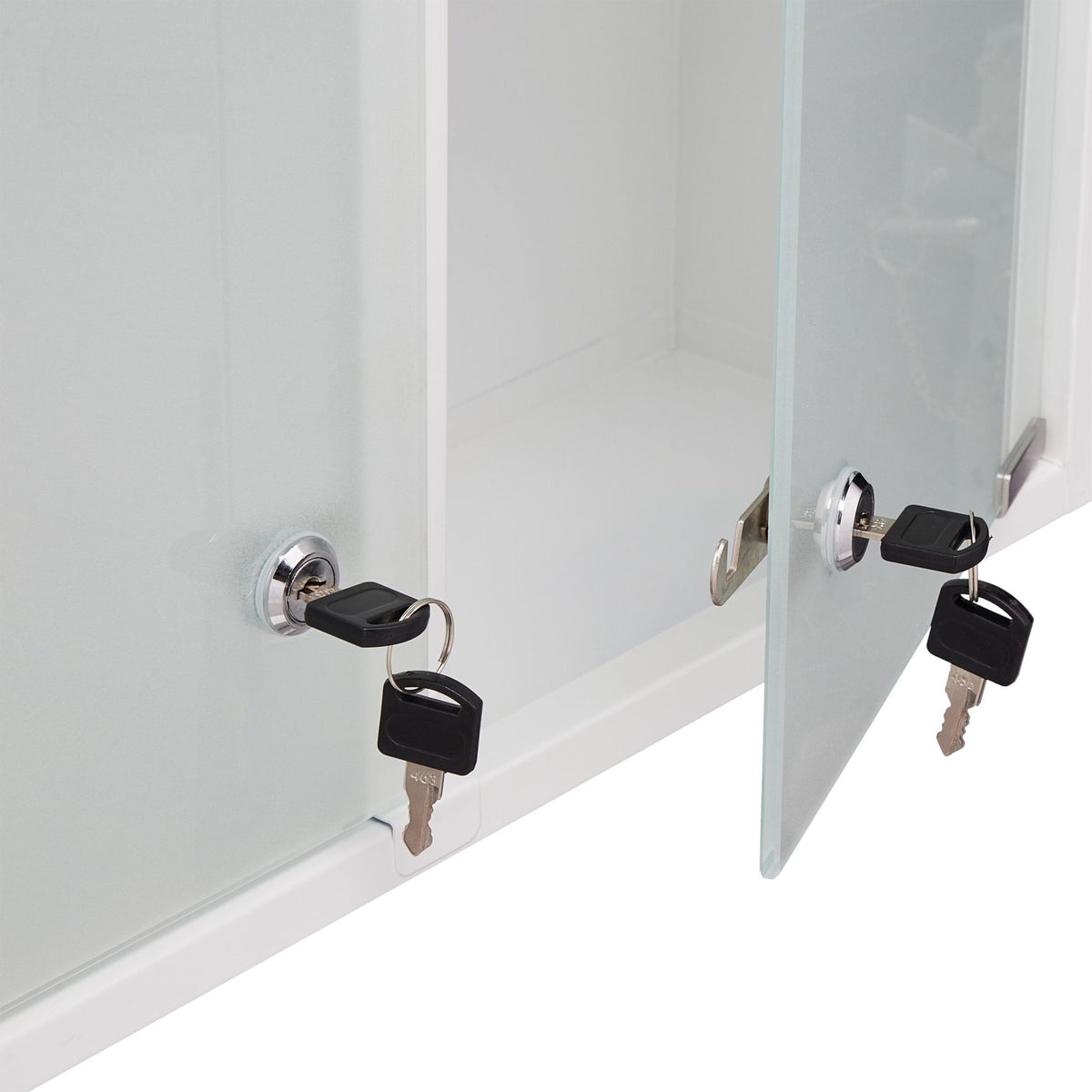 Lockable medicine cabinet with double doors