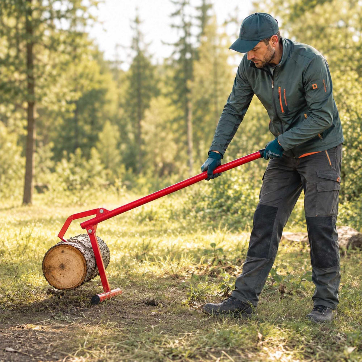 Log Lifter with Swivel Hook, Steel, Red/Black
