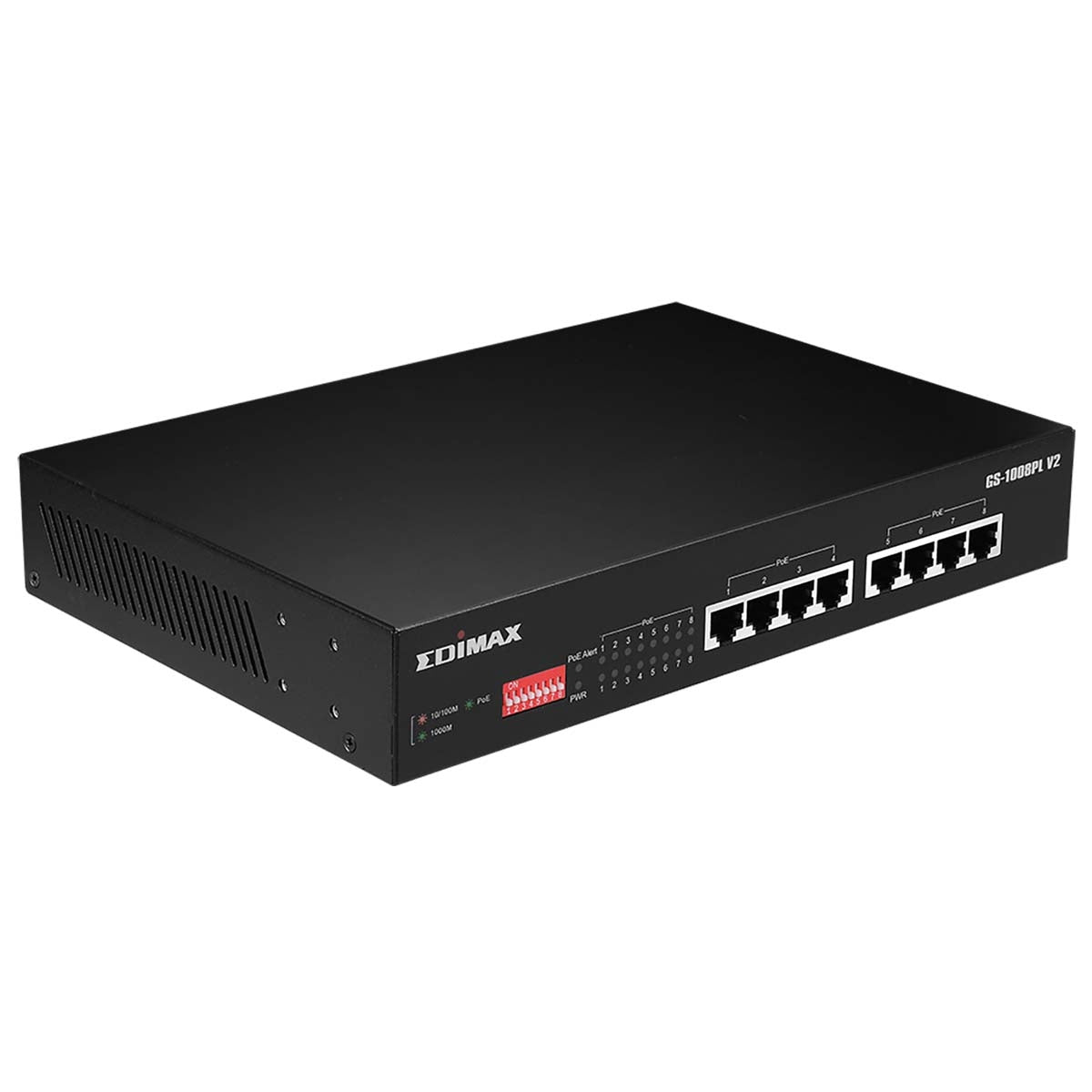 Long Range 8-Port Gigabit Ethernet PoE+ Switch with DIP Switch