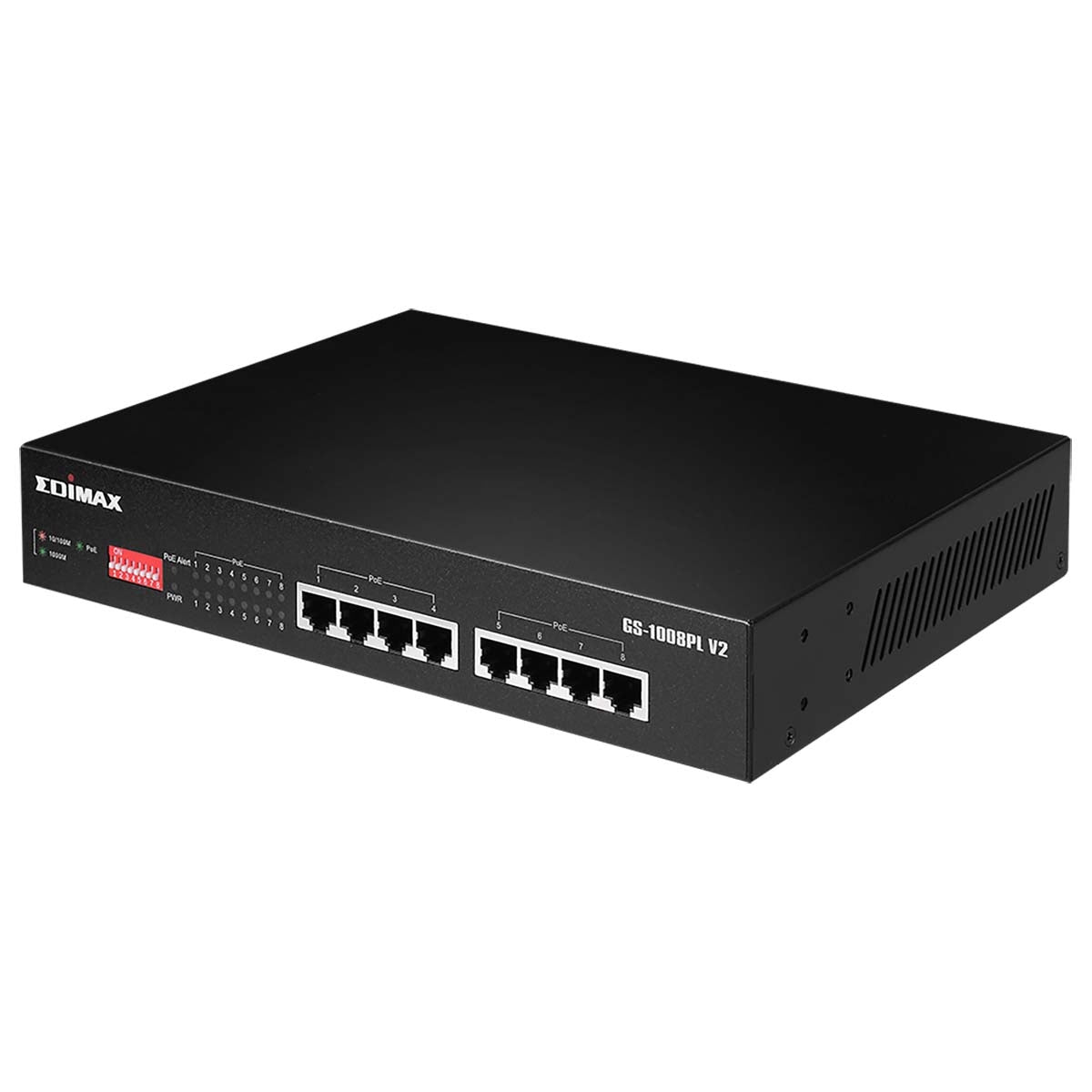 Long Range 8-Port Gigabit Ethernet PoE+ Switch with DIP Switch