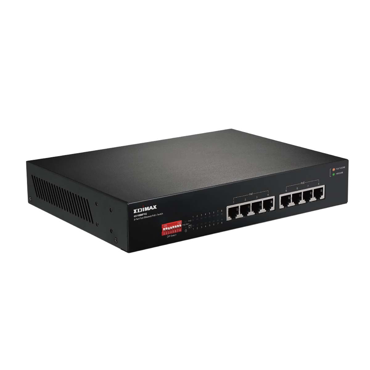 Long Range 8-Port Gigabit PoE+ Switch with DIP Switch