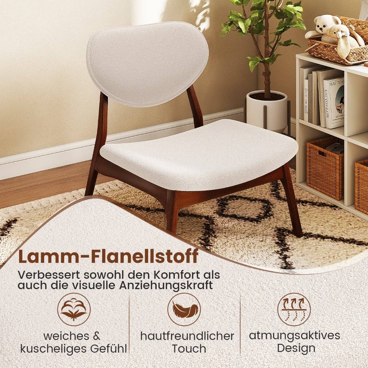 Lounge Chair Set with Side Table, Beige, 3-Piece