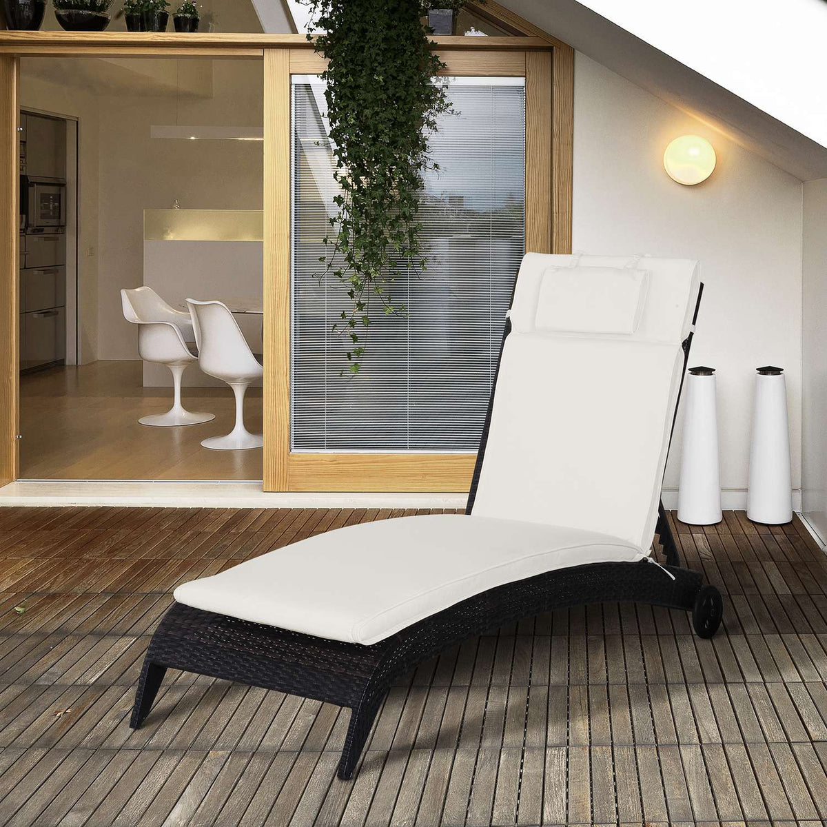 Lounger Cushion Garden Lounger Cushion Pillow Polyester Cotton Fiber Cream White 198X53X5Cm