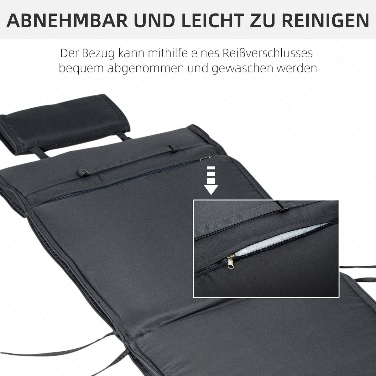 Lounger Cushion Lounger Cushion Garden Lounger With Removable Pillow Cover Polyester + Cotton Fiber Gray 198 X 53 X 5 Cm