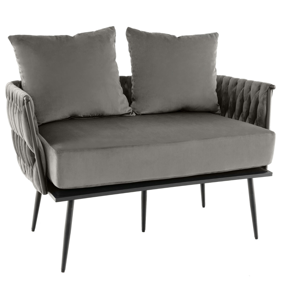 Loveseat Sofa, Dutch Velvet Upholstery, Gray, 350 lb