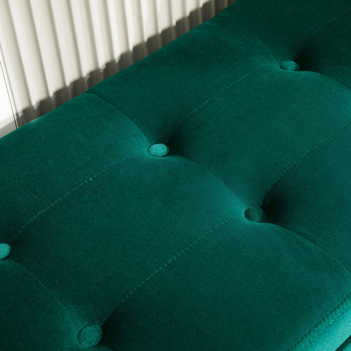Luxury bench upholstered bench with storage space armrests chest bench velvety polyester rubber wood green 107 x 42 x 65 cm
