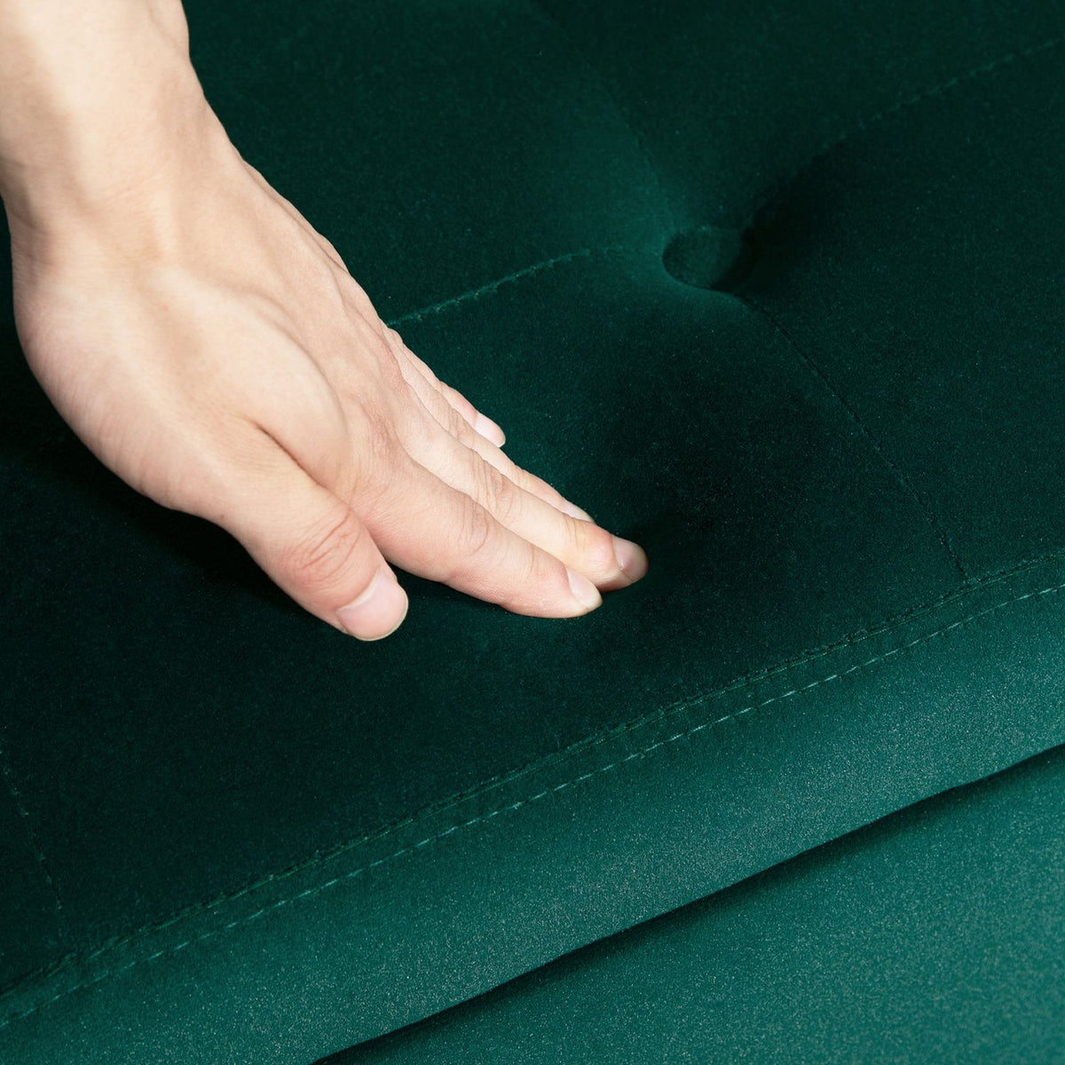 Luxury bench upholstered bench with storage space armrests chest bench velvety polyester rubber wood green 107 x 42 x 65 cm