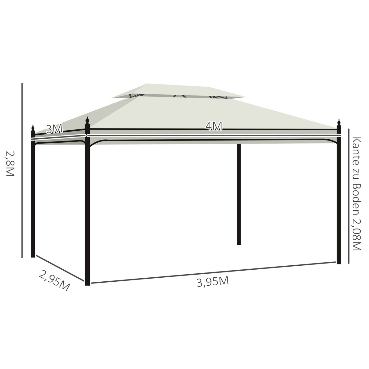 Luxury pavilion garden pavilion 3x4 m cream, party tent marquee garden tent pagoda for garden and terrace