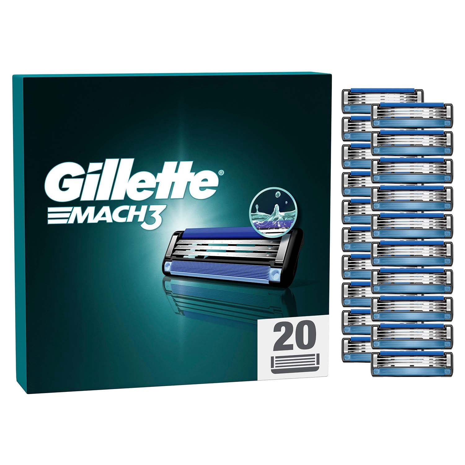 Mach3 Razor Blades, 20-Pack, Lubricating Strip