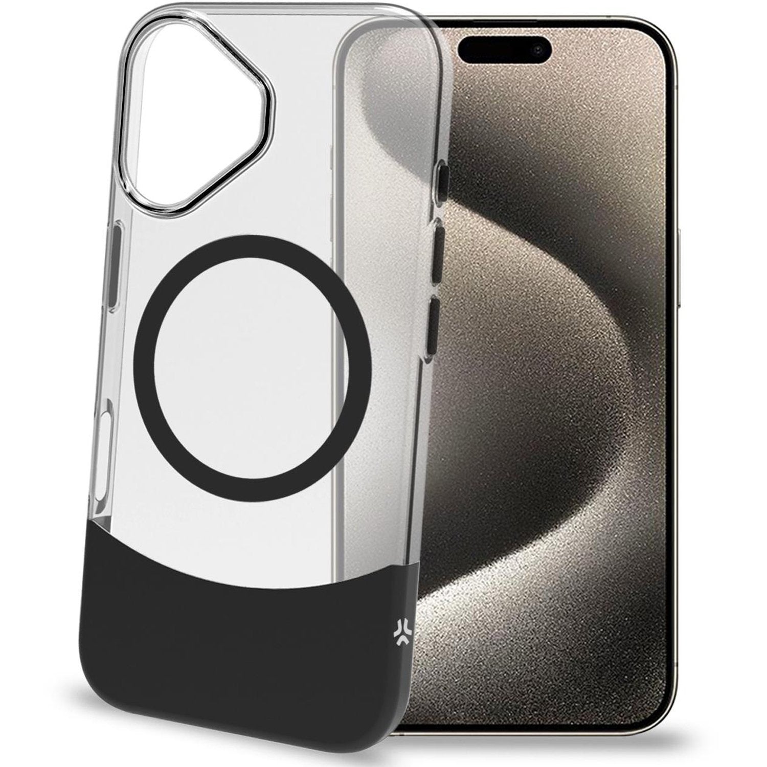 Magdual MagSafe compatible case iPhone 16 Black + Transparent