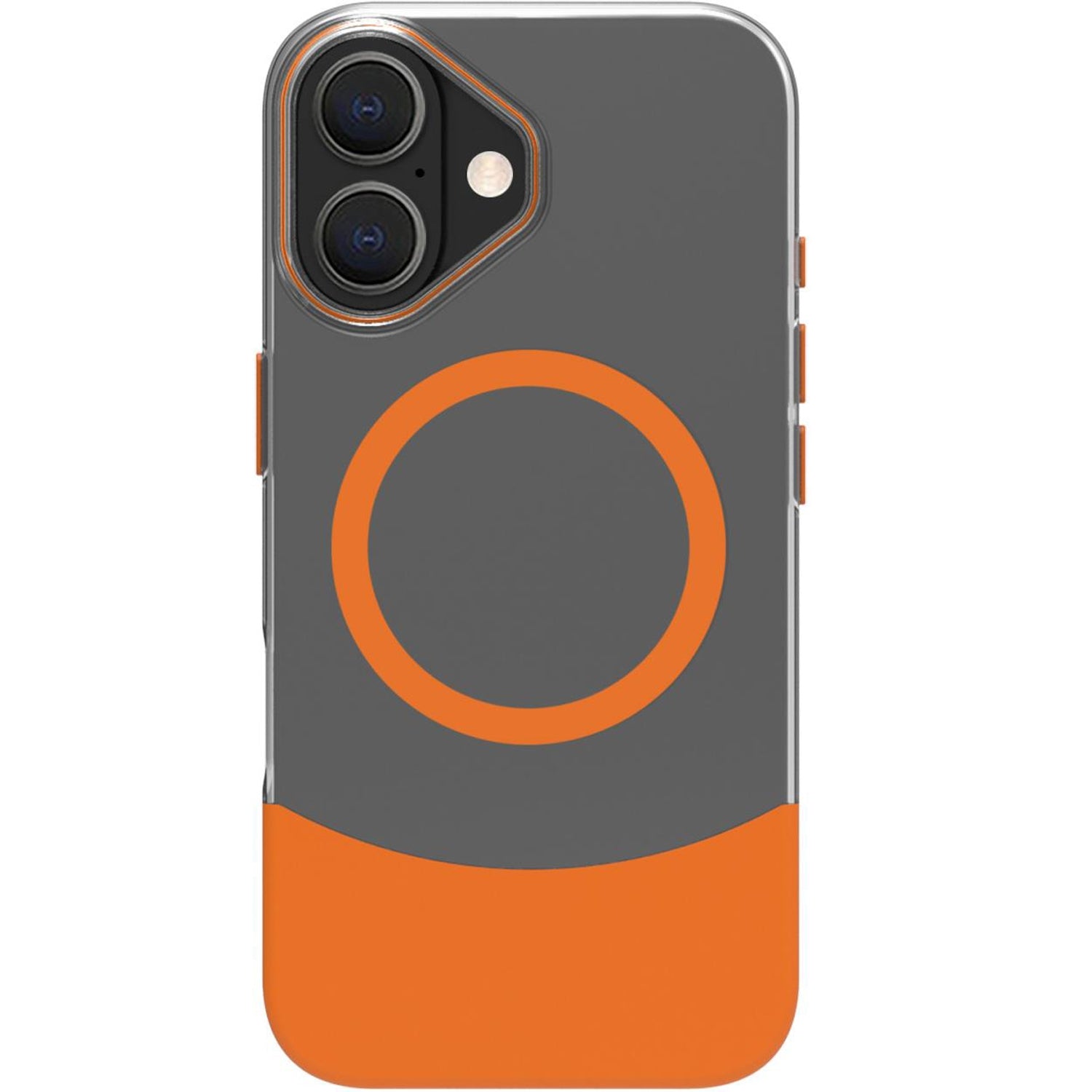 Magdual MagSafe compatible case iPhone 16 Orange + Transparent