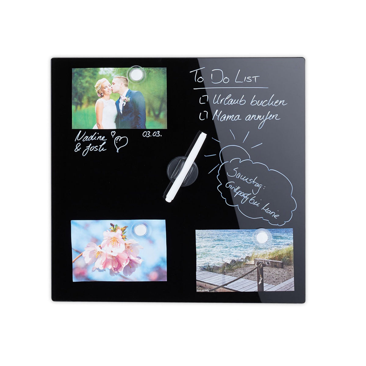 Magnetic board in black glass