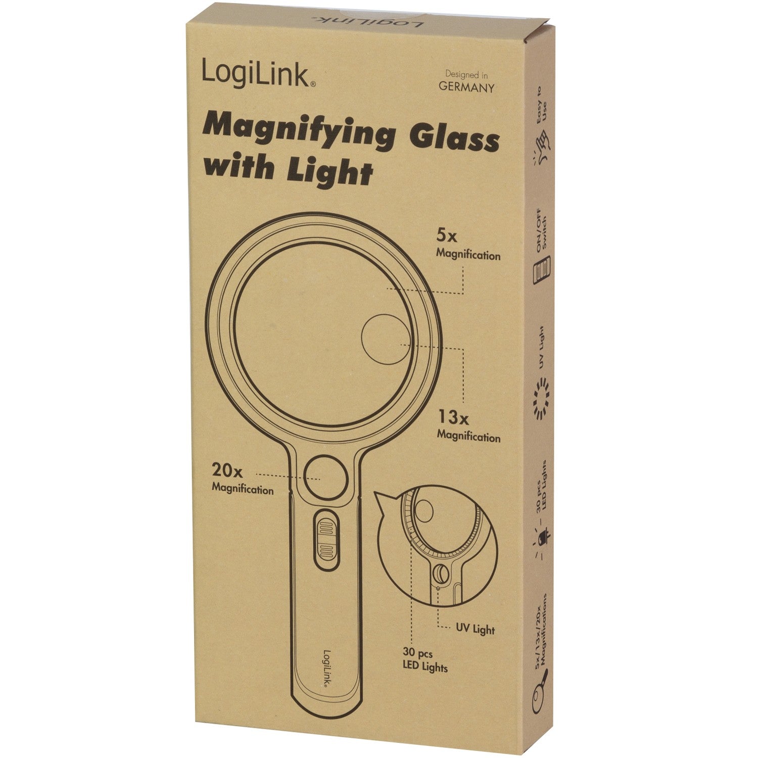 Magnifying glass Ø9cm with LED lighting