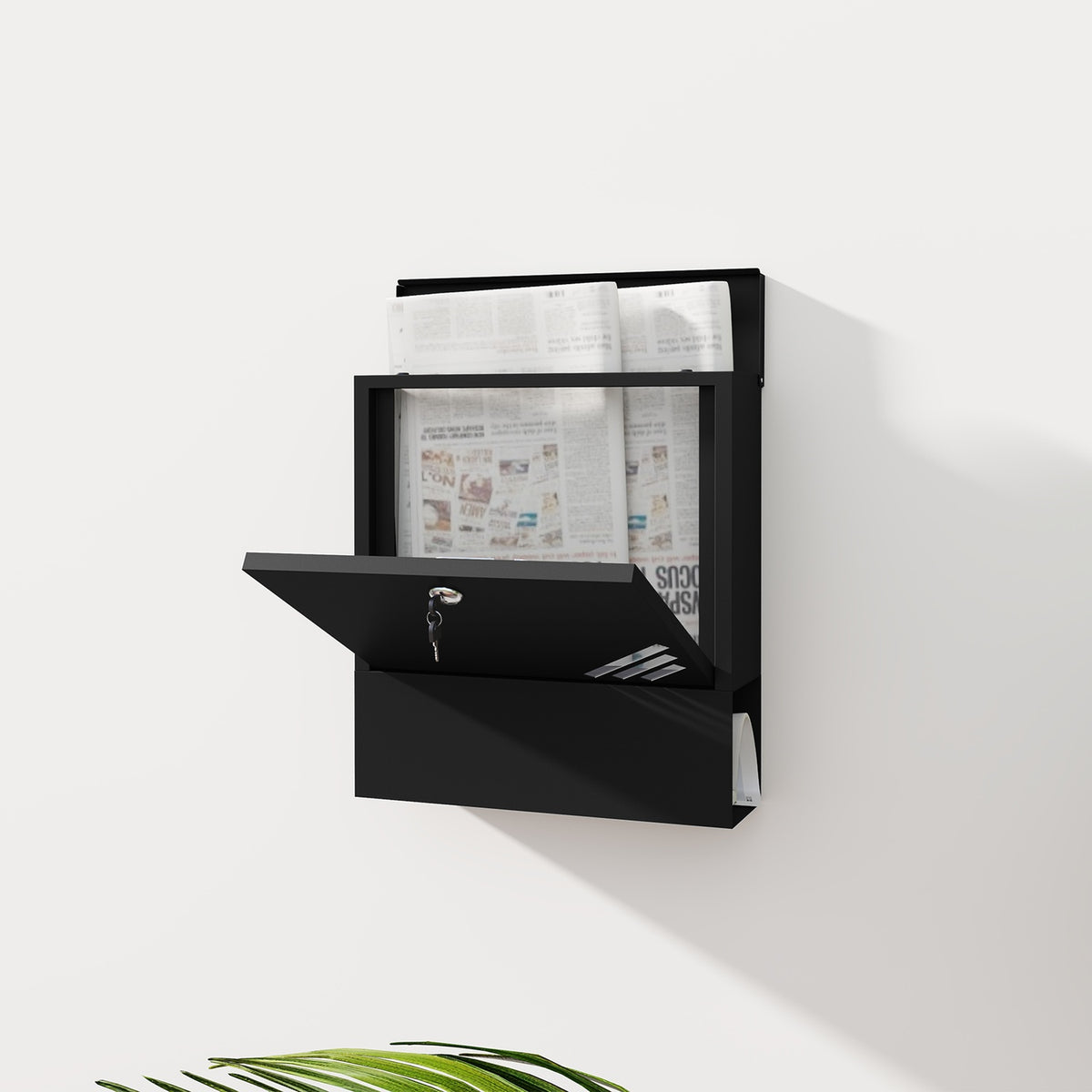 Mailbox wall mailbox with lock, lid, copper core, metal mailbox, for outdoor use, dark gray, 30 x 8.5 x 32.5 cm |