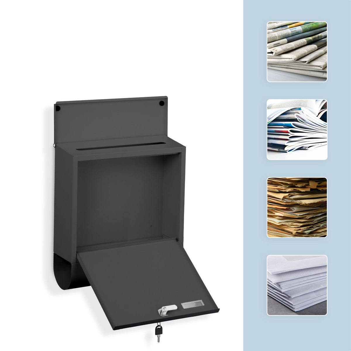 Mailbox with Newspaper Holder – Metal, Matte Finish