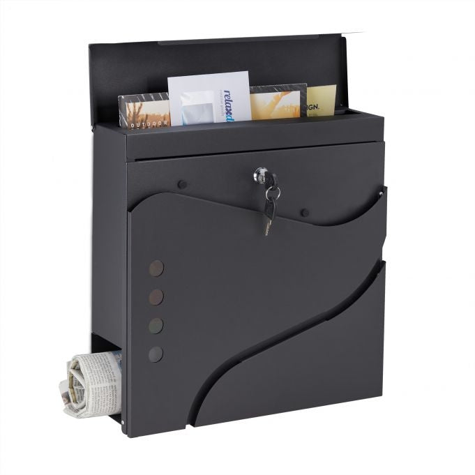 Mailbox with newspaper holder black
