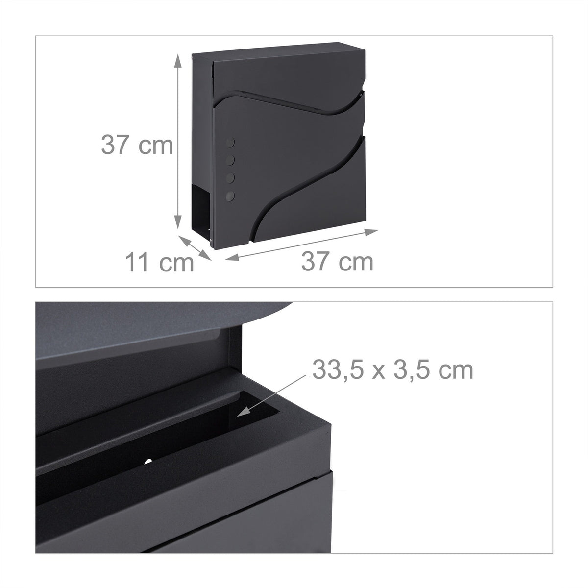 Mailbox with newspaper holder black