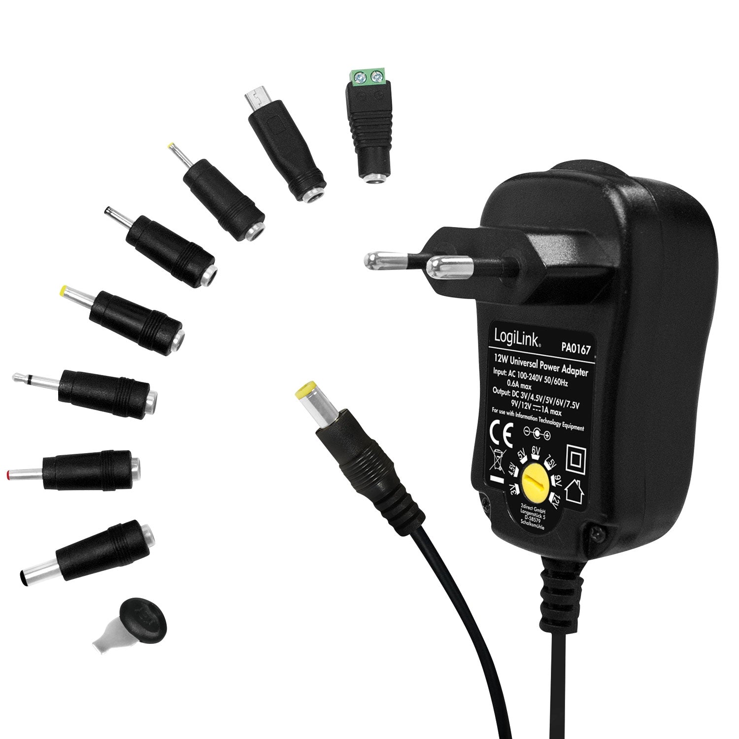 Mains adapter 230V-> 3-12V 1A 12W