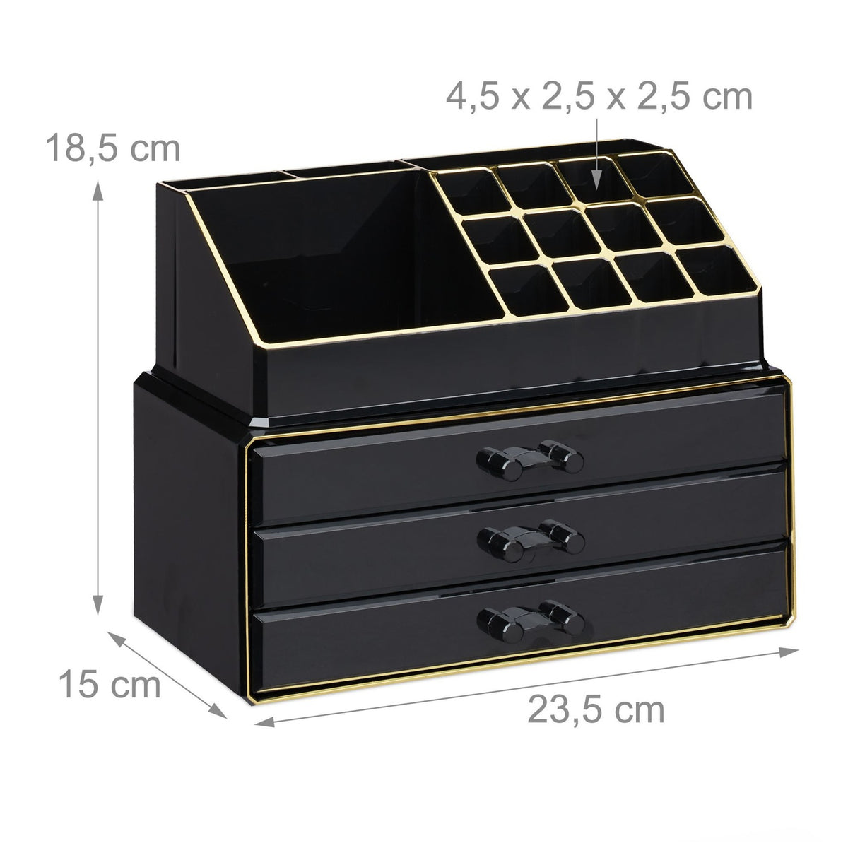 Makeup Organizer with 3-Drawer Jewelry Box