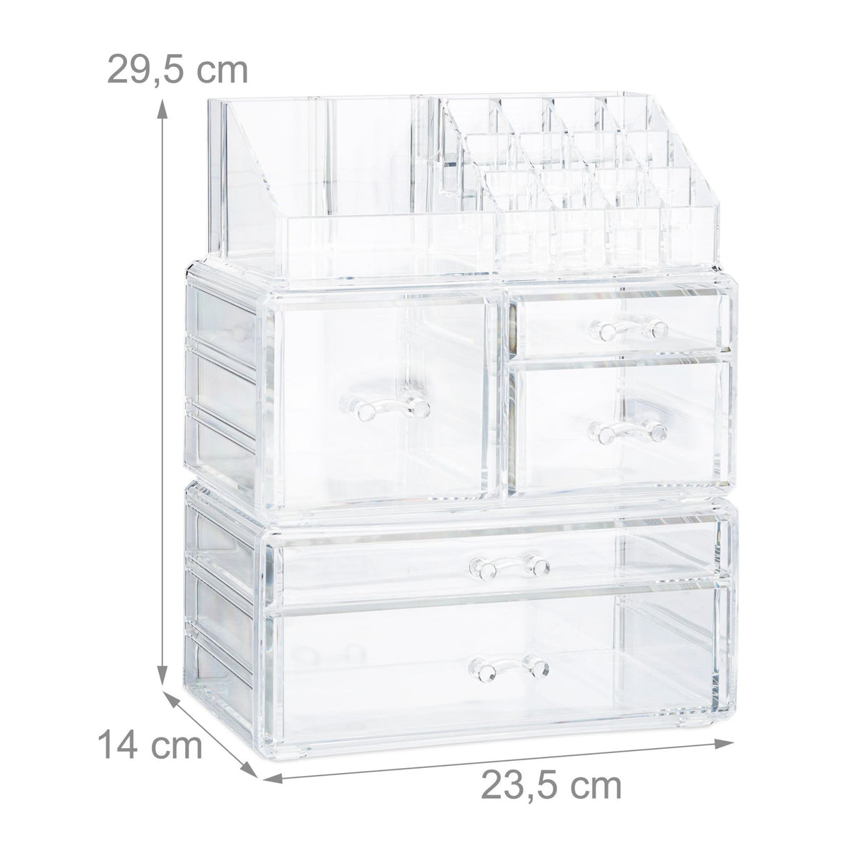 Makeup storage in acrylic with 21 compartments