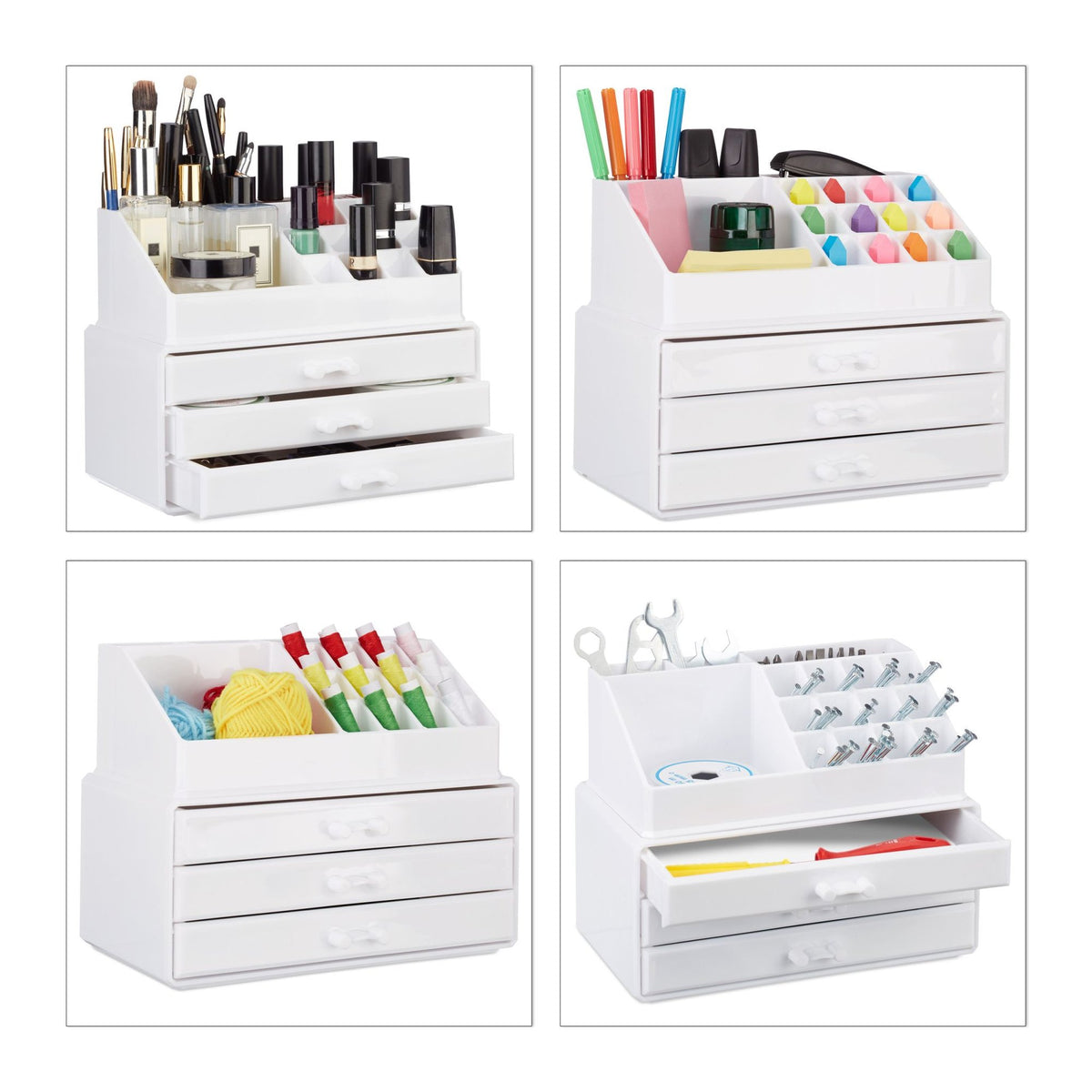 Makeup storage with 3 drawers