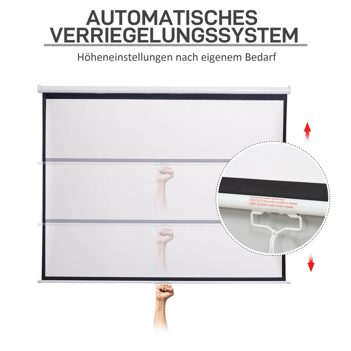Manual Projector Screen, 100 Inch, 4:3/16:9, Home Theater