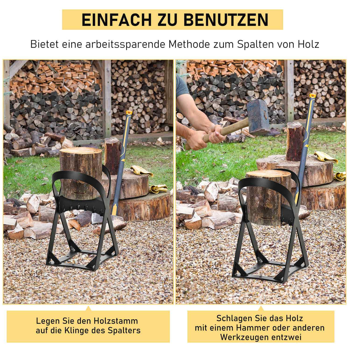 Manual Wood Splitter Carbon Steel For Home Camping Outdoor Quick Firewood Splitter
