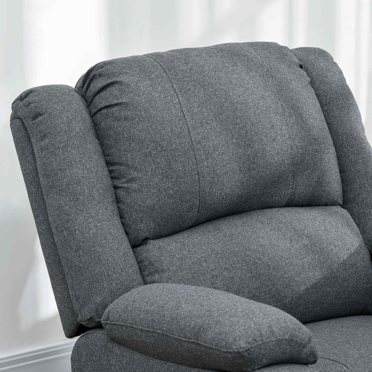 Manual relaxation chair, can hold up to 150 kg, TV chair with reclining function, linen look, TV chair with side handle, footrest