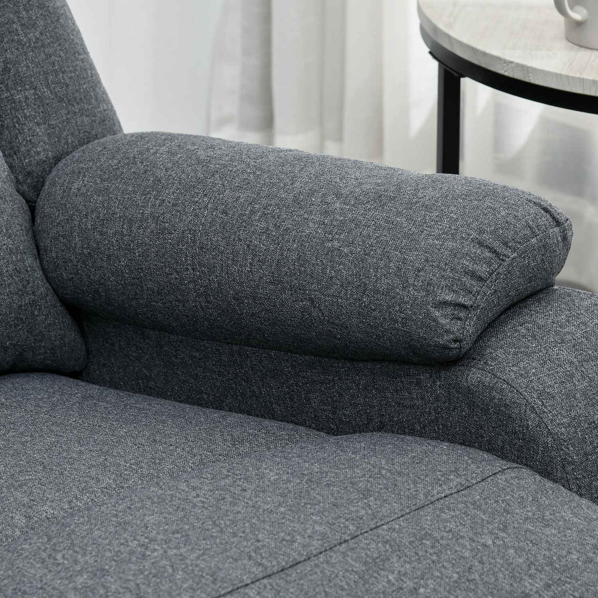 Manual relaxation chair, can hold up to 150 kg, TV chair with reclining function, linen look, TV chair with side handle, footrest