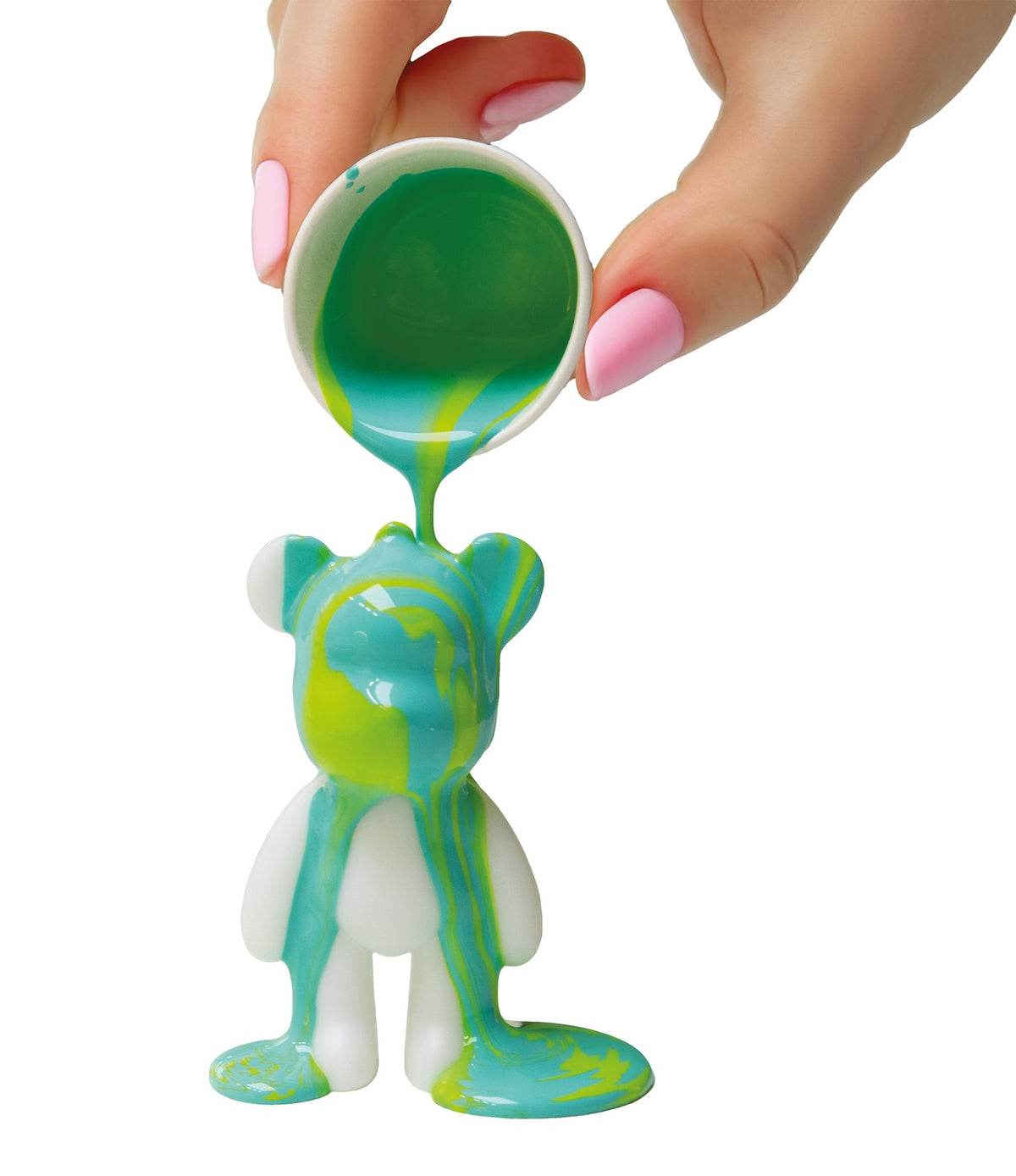 Marble Keyring Kit, Bear Shape, 6 Pcs, Includes Paints