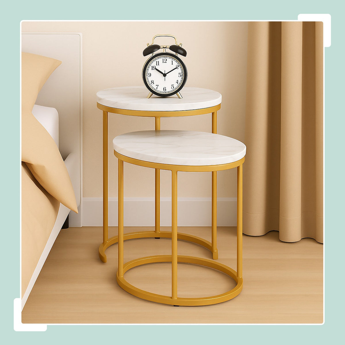 Marble Look Nesting Tables – Set of 2, Living Room