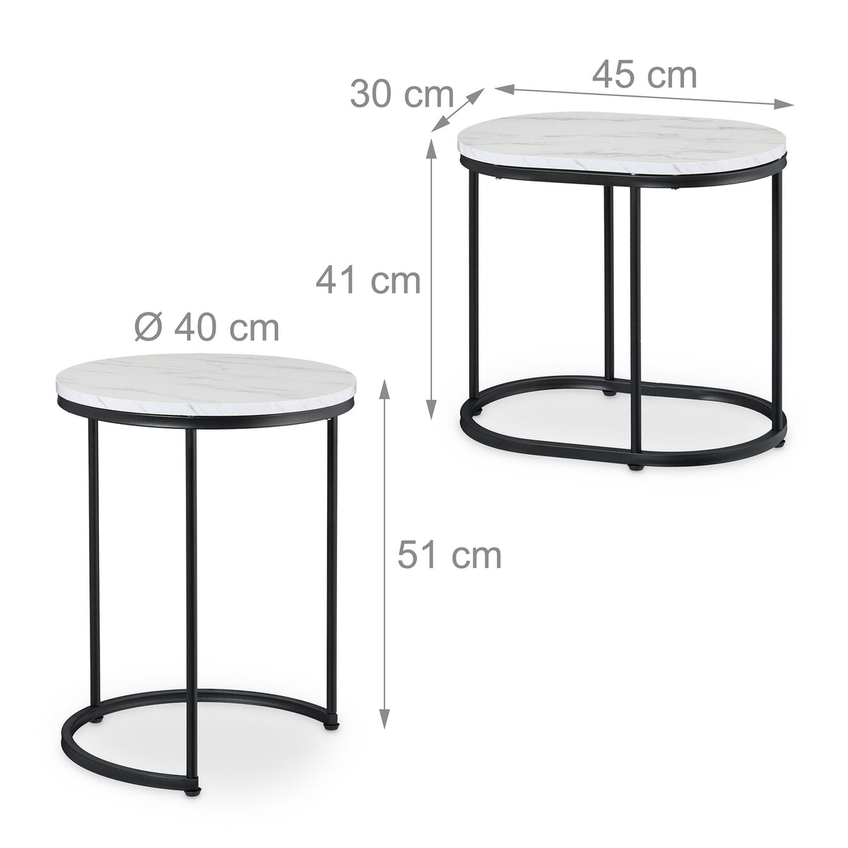 Marble Look Nesting Tables – Set of 2, Living Room