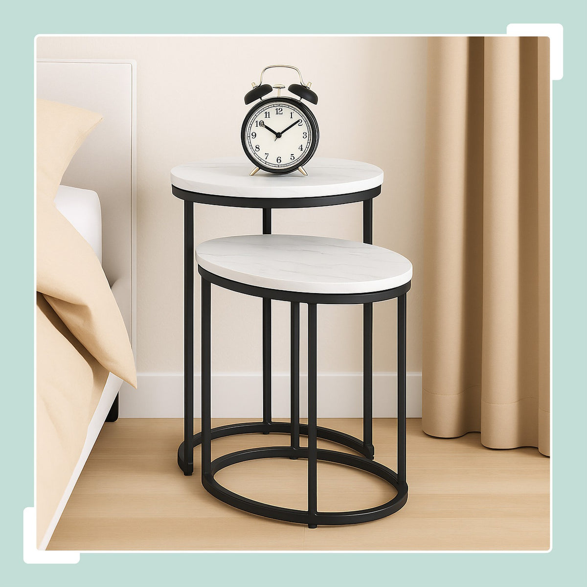 Marble Look Nesting Tables – Set of 2, Living Room