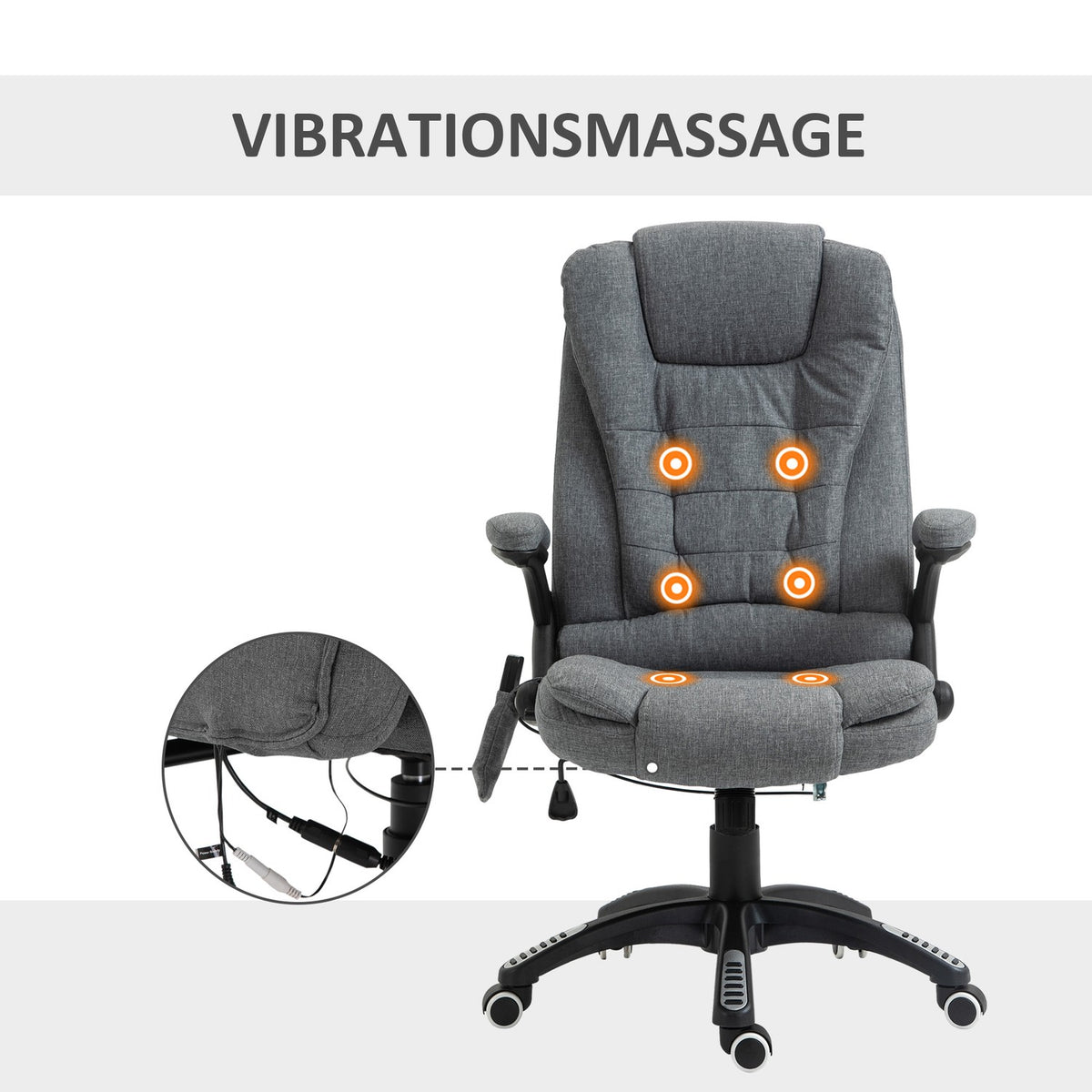 Massage Chair Executive Chair Office Chair Height Adjustable Ergonomic Massage Gray 67 X 74 X 116-126 Cm