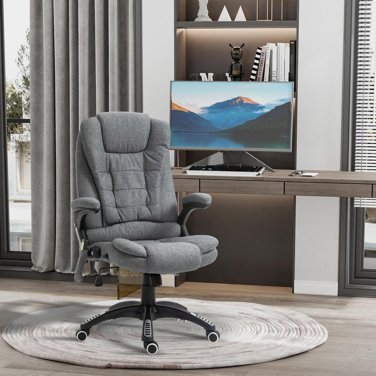 Massage Chair Executive Chair Office Chair Height Adjustable Ergonomic Massage Gray 67 X 74 X 116-126 Cm