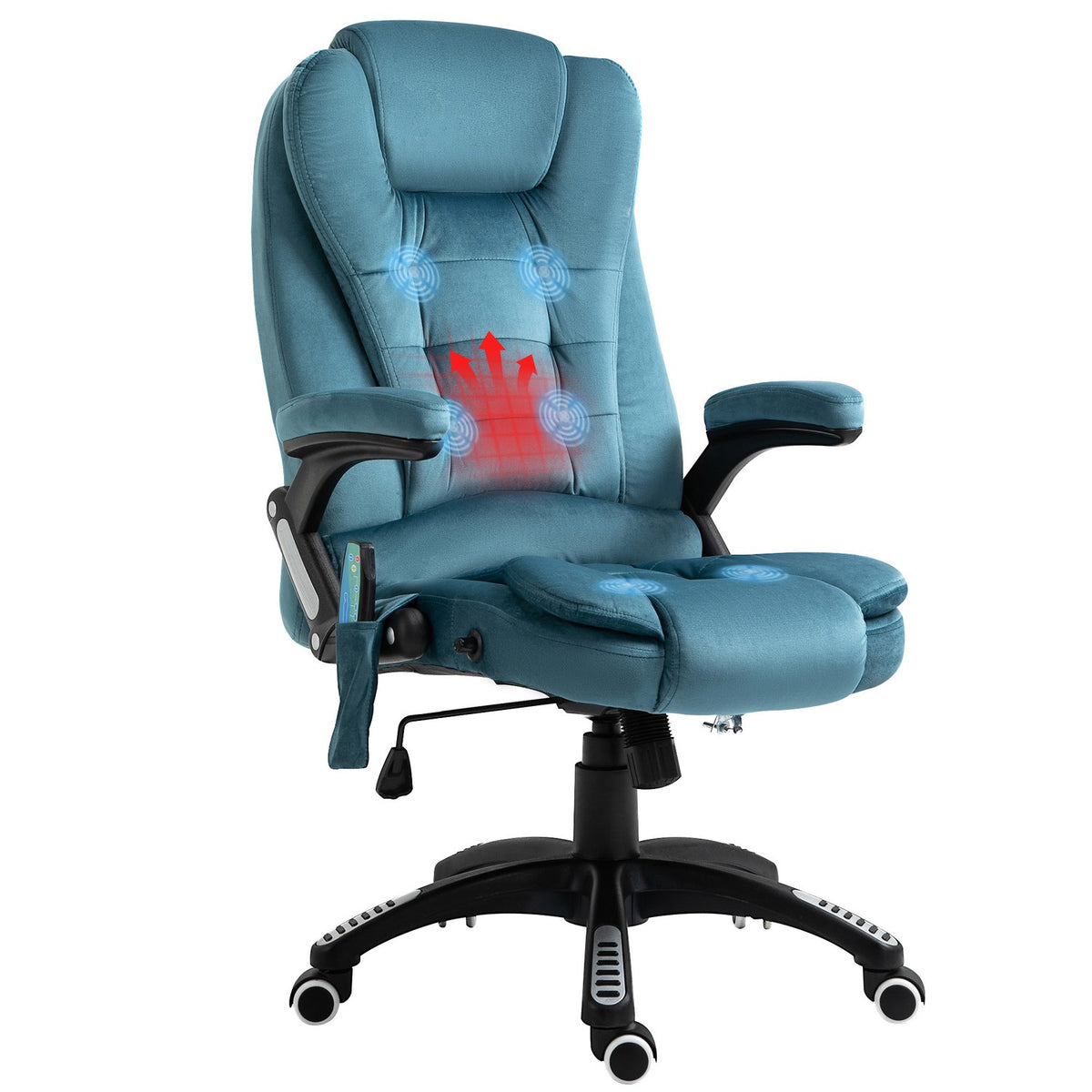 Massage Chair, Executive Chair With Massage Function, Height-Adjustable Swivel Chair, Ergonomic Gaming Chair, Office Chair, Blue, 67 X 74 X 107-116 Cm