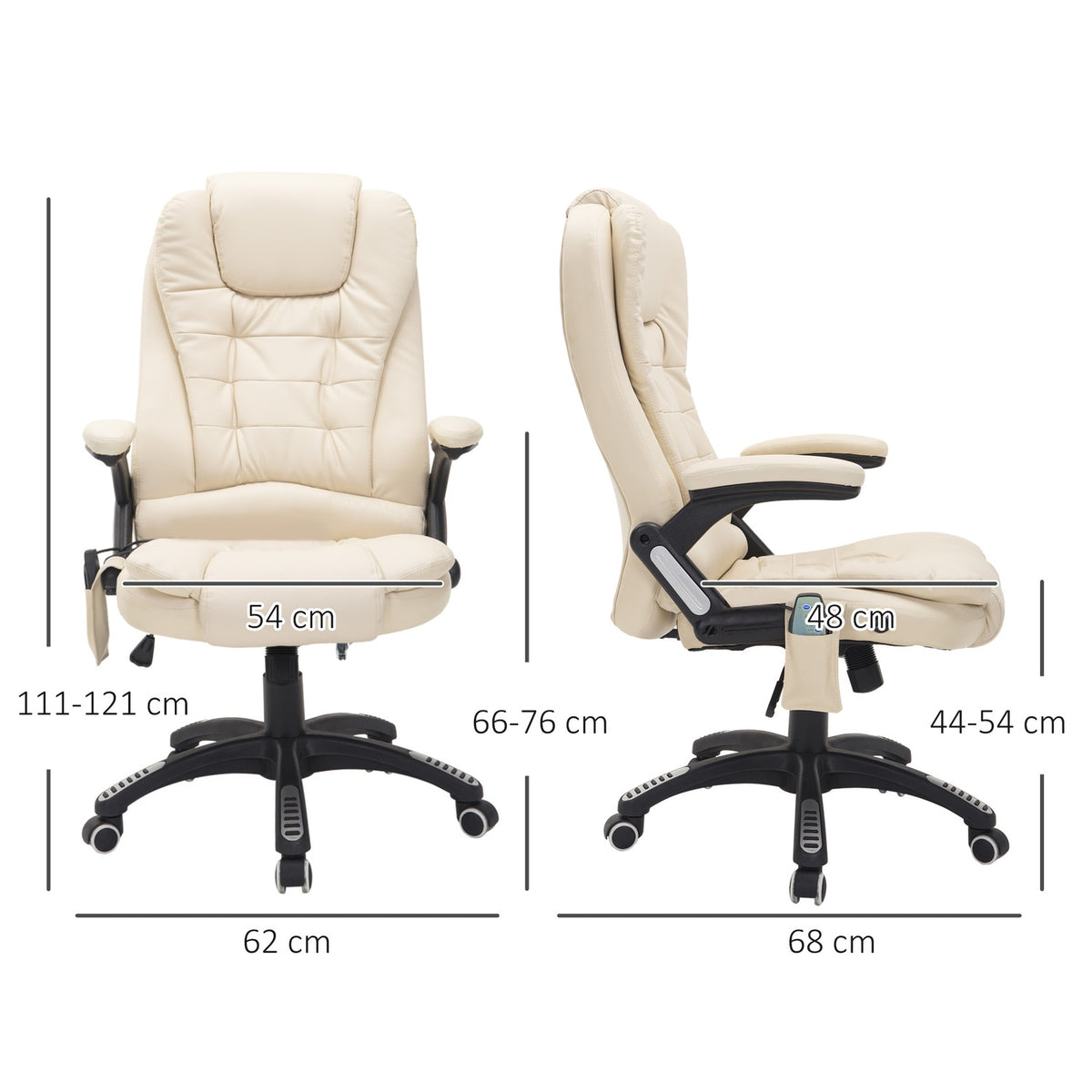 Massage Chair, Office Chair, Executive Chair With 6-Point Vibration Massage And Heat Function, Faux Leather, Rotatable, Beige