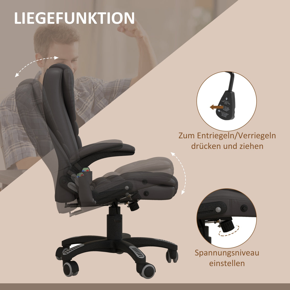 Massage Chair Office Chair Office Chair Executive Chair Gaming Chair 6 Point Vibration Massage With Heat Function Faux Leather Leather Chair Rotatable (Brown)