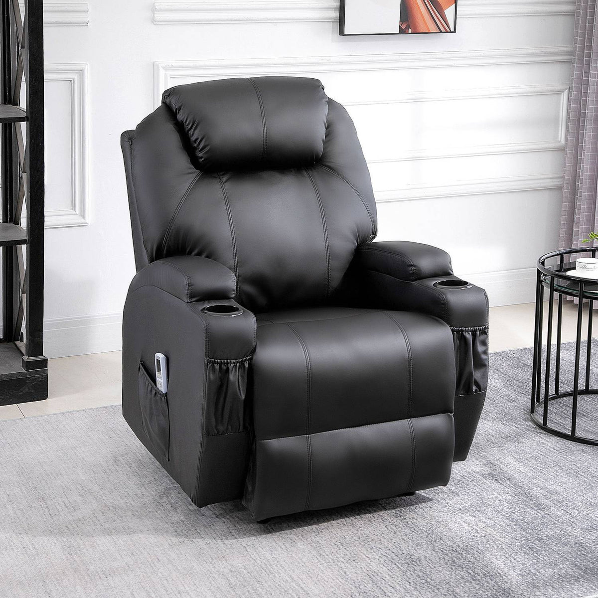 Massage Chair, Relaxation Chair, Massage Reclining Function, Faux Leather, Black, 82X97X110Cm
