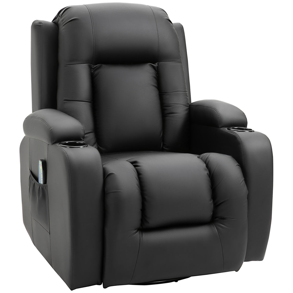 Massage Chair, Tv Chair, Relaxation Chair With Heat Function, Tv Chair With Reclining Function, Recliner With Remote Control, Cup Holder, Black