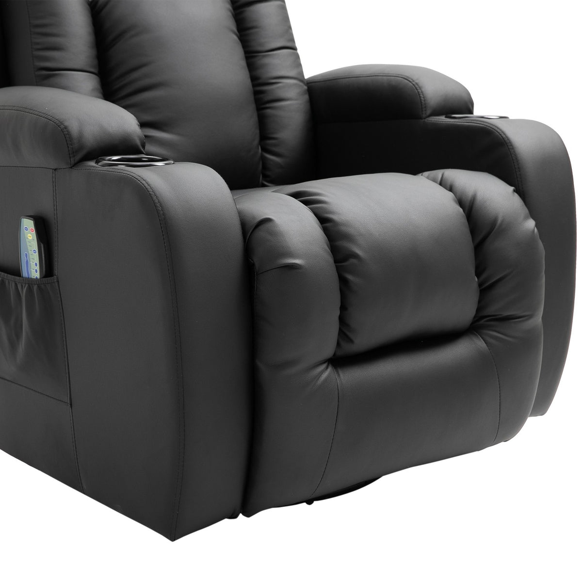 Massage Chair, Tv Chair, Relaxation Chair With Heat Function, Tv Chair With Reclining Function, Recliner With Remote Control, Cup Holder, Black