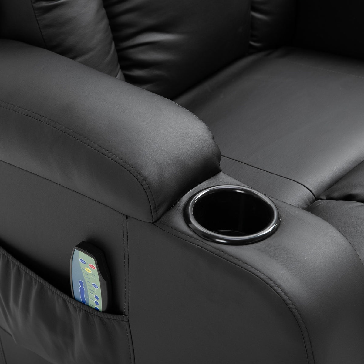Massage Chair, Tv Chair, Relaxation Chair With Heat Function, Tv Chair With Reclining Function, Recliner With Remote Control, Cup Holder, Black