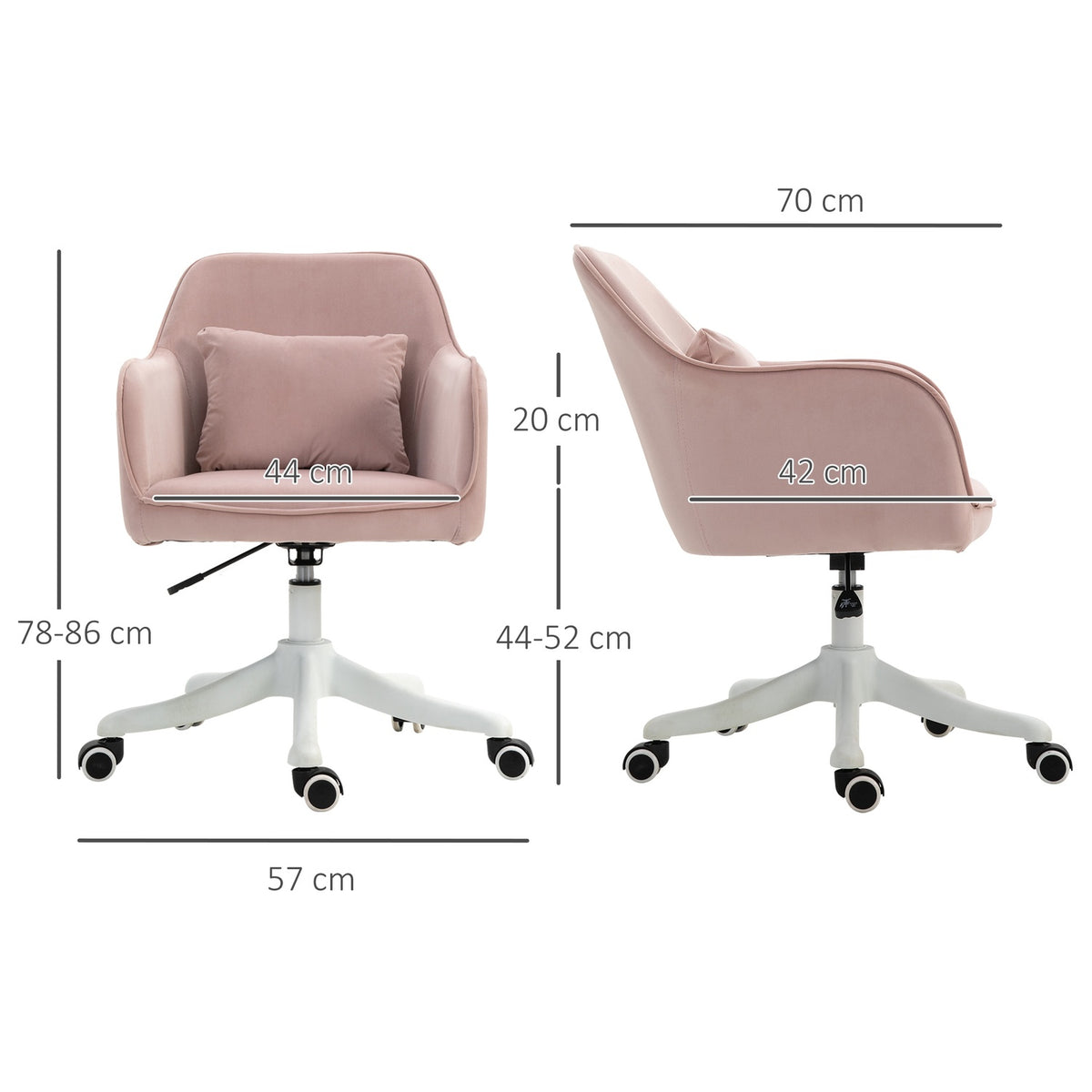 Massage Office Chair Desk Chair Swivel Chair Vibration Function Adjustable Armrests 55X65X79-89Cm