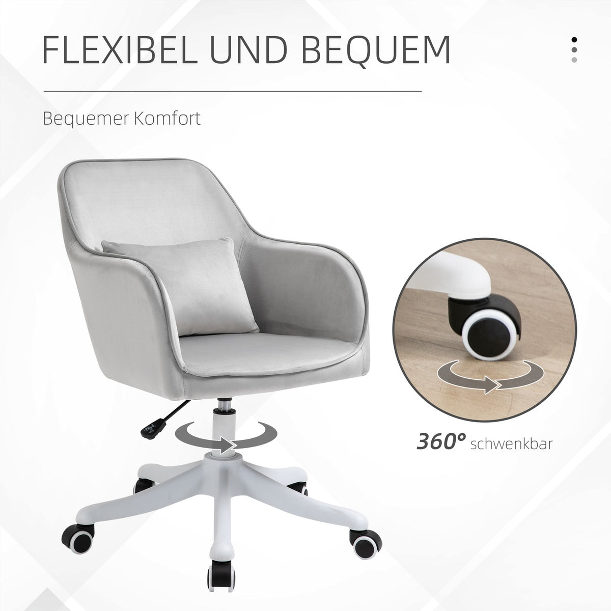 Massage Office Chair Desk Chair With Vibration Function, Lumbar Cushion, Armrests, Velvet, Height Adjustable
