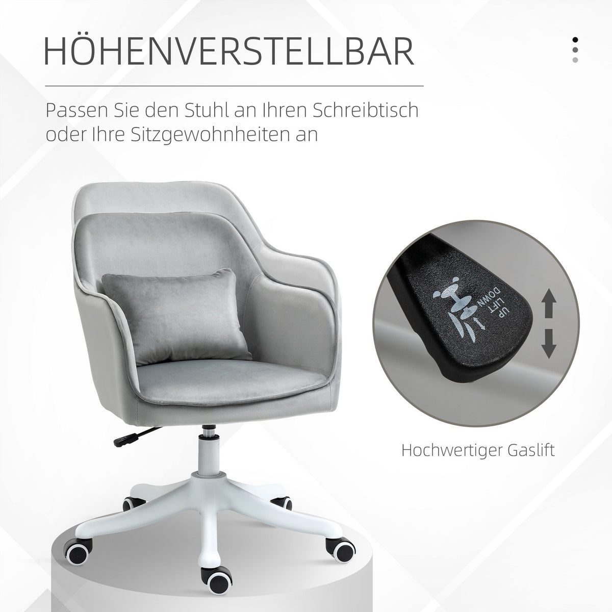 Massage Office Chair Desk Chair With Vibration Function, Lumbar Cushion, Armrests, Velvet, Height Adjustable