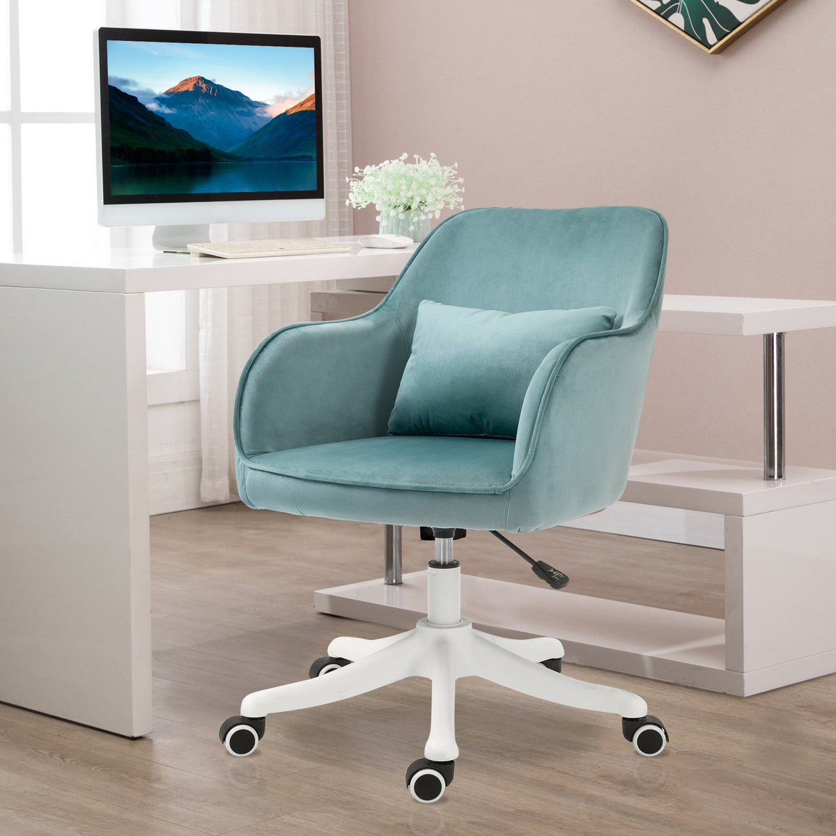 Massage Office Chair Desk Chair With Vibration Function, Usb, Lumbar Cushion, Armrests, 78-86Cm