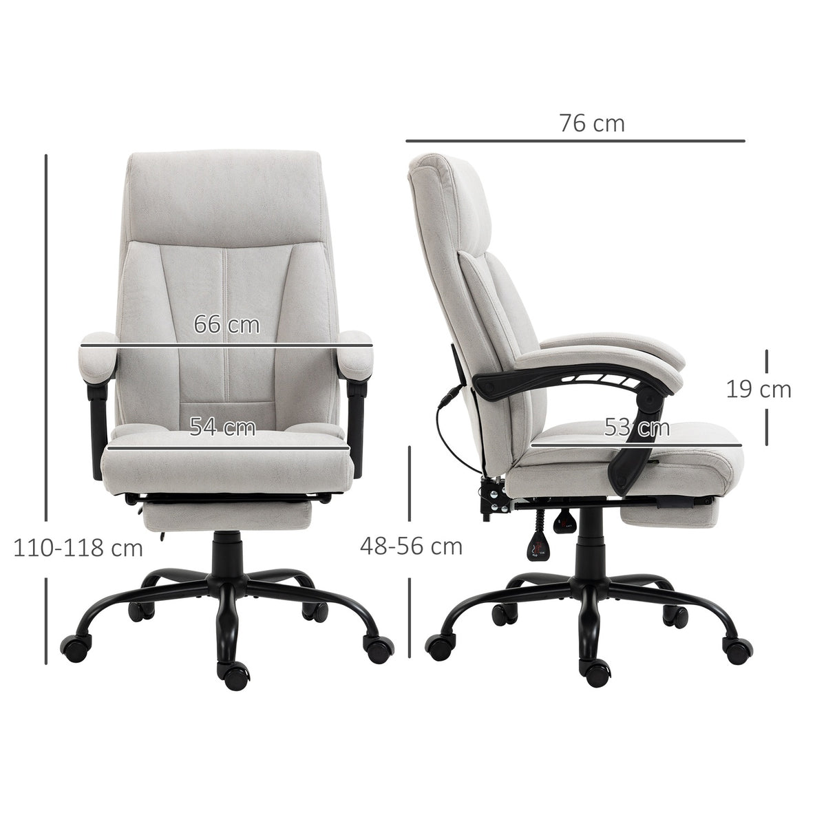 Massage Office Chair With Rocker Function, Desk Chair, 111-119 Cm Height-Adjustable Swivel Chair With Heating Function, Pc Chair With Footrest