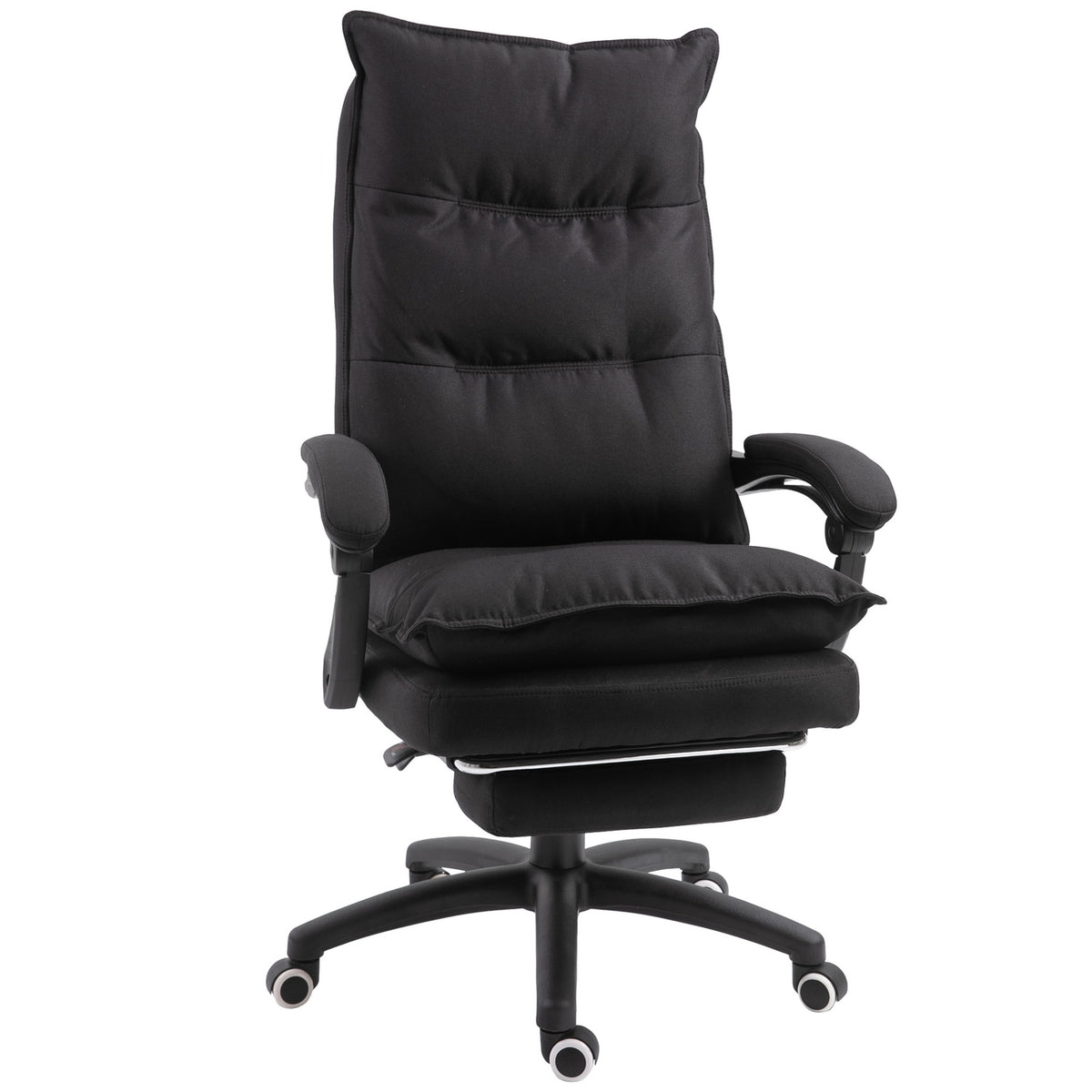 Massage Office Chair with Retractable Footrest Ergonomic Desk Chair Height Adjustable Black